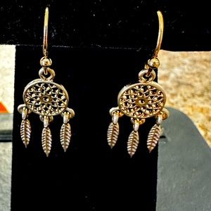 Dreamcatcher earrings gold plated